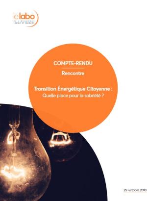 ESS, énergie, transition énergétique, sobriété, citoyen, coopération, économie circulaire, recyclage, environnement Couverture rencontre Sobriété énergétique