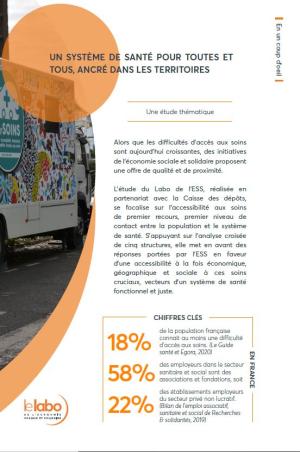 Santé, soin, ESS, coopérative Couverture En un coup d'oeil Santé